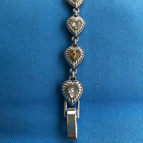 Brighton Heiress Heart Link Bracelet Crystal Silver and Gold Logo Clasp with Tag - Picture 11 of 16